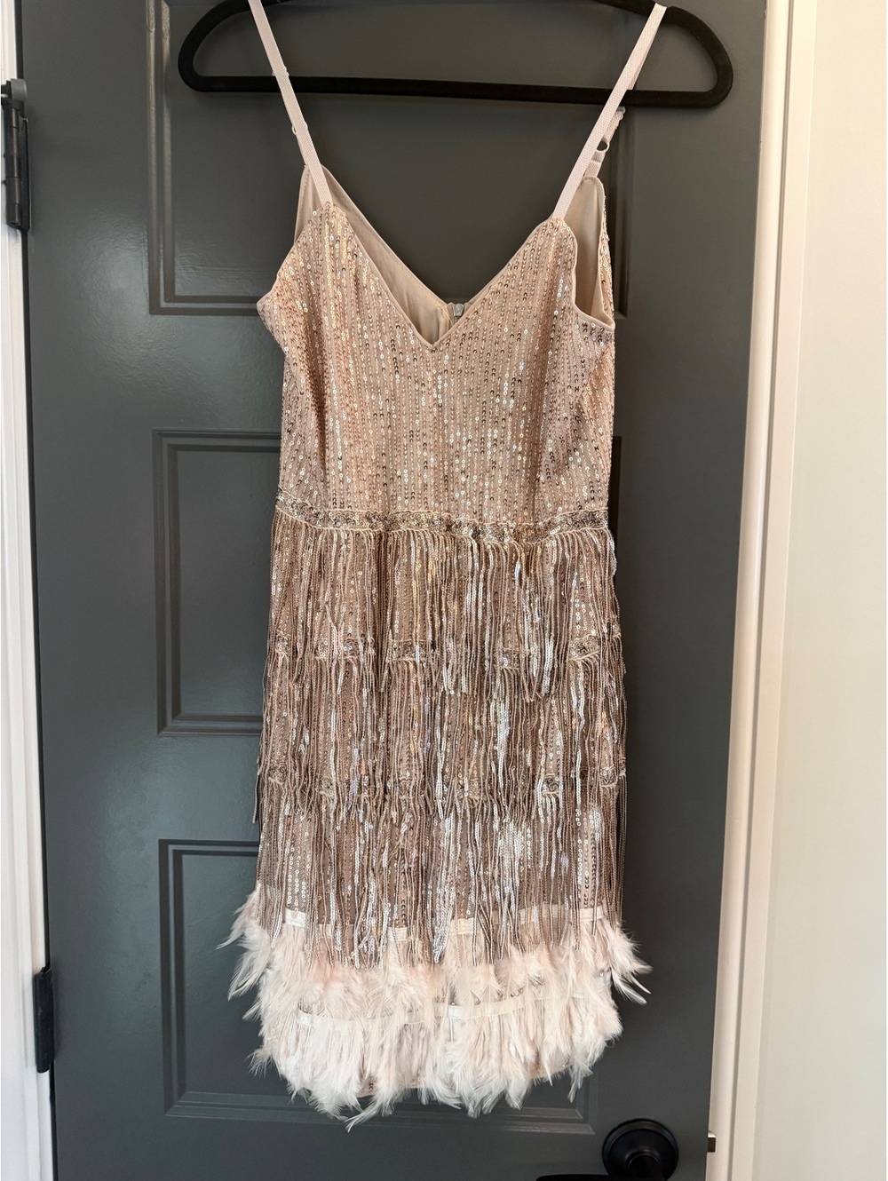 Women's vintage like Sequin and Feather sz4  Embellished Prom Dress